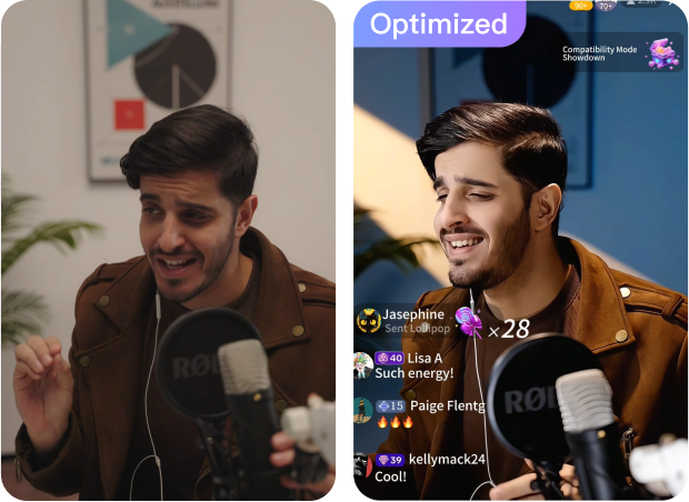 Original and optimized lighting comparison